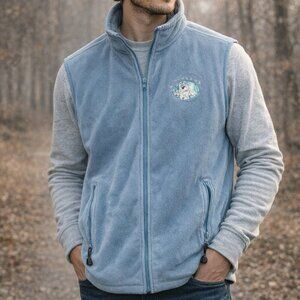 North End Men’s Size Lrg Fleece Zip Up Vest, Yellowknife NWT Polar Bear Graphic